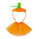 Maxbell Halloween Pumpkin Headband with Tutu Skirt Orange for Costume Party