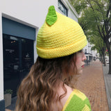 Maxbell Beanie for Women Handmade Comfortable Anime Casual Trendy Cute Fruit Hat Yellow Lemon Hat
