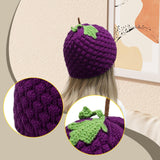 Maxbell Beanie for Women Handmade Comfortable Anime Casual Trendy Cute Fruit Hat Purple Grape Hat