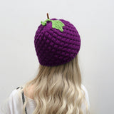 Maxbell Beanie for Women Handmade Comfortable Anime Casual Trendy Cute Fruit Hat Purple Grape Hat