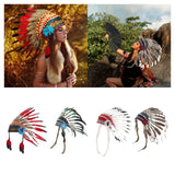 Maxbell Native American Indian Headdress Costume Accessories for Masquerade Carnival Red
