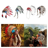 Maxbell Native American Indian Headdress Costume Accessories for Masquerade Carnival Red