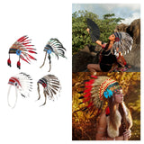 Maxbell Native American Indian Headdress Costume Accessories for Masquerade Carnival Red