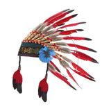 Maxbell Native American Indian Headdress Costume Accessories for Masquerade Carnival Red