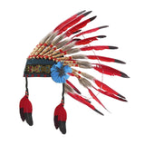 Maxbell Native American Indian Headdress Costume Accessories for Masquerade Carnival Red