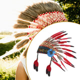 Maxbell Native American Indian Headdress Costume Accessories for Masquerade Carnival Red