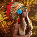 Maxbell Native American Indian Headdress Costume Accessories for Masquerade Carnival Red