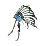 Maxbell Native American Indian Headdress Costume Accessories for Masquerade Carnival Green