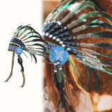 Maxbell Native American Indian Headdress Costume Accessories for Masquerade Carnival Green