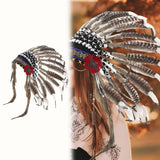 Maxbell Native American Indian Headdress Costume Accessories for Masquerade Carnival Brown