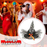 Maxbell Halloween Witch Hat Headwear for Decoration with Bowknot Photo Prop Headgear Black