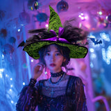 Maxbell Halloween Witch Hat Headwear for Decoration with Bowknot Photo Prop Headgear Green