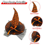 Maxbell Halloween Witch Hat Headwear for Decoration with Bowknot Photo Prop Headgear Orange