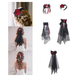 Maxbell Halloween Headdress Artificial Rose Headband for Role Playing Bride Carnival Style A Hair Clip