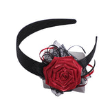 Maxbell Halloween Headdress Artificial Rose Headband for Role Playing Bride Carnival Style B Headband