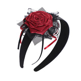 Maxbell Halloween Headdress Artificial Rose Headband for Role Playing Bride Carnival Style B Headband
