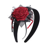 Maxbell Halloween Headdress Artificial Rose Headband for Role Playing Bride Carnival Style B Headband