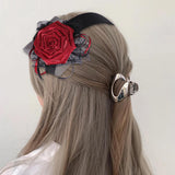 Maxbell Halloween Headdress Artificial Rose Headband for Role Playing Bride Carnival Style B Headband