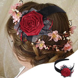 Maxbell Halloween Headdress Artificial Rose Headband for Role Playing Bride Carnival Style B Headband