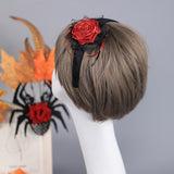 Maxbell Halloween Headdress Artificial Rose Headband for Role Playing Bride Carnival Style B Headband