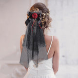 Maxbell Halloween Headdress Artificial Rose Headband for Role Playing Bride Carnival Style D Hair Comb