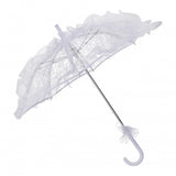 Maxbell Lace Parasol Umbrella Versatile Wedding Bridal Lace Umbrella for Dance Props White