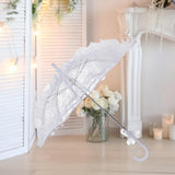 Maxbell Lace Parasol Umbrella Versatile Wedding Bridal Lace Umbrella for Dance Props White