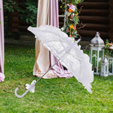 Maxbell Lace Parasol Umbrella Versatile Wedding Bridal Lace Umbrella for Dance Props White