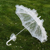 Maxbell Lace Parasol Umbrella Versatile Wedding Bridal Lace Umbrella for Dance Props White