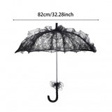 Maxbell Lace Parasol Umbrella Versatile Wedding Bridal Lace Umbrella for Dance Props Black