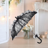 Maxbell Lace Parasol Umbrella Versatile Wedding Bridal Lace Umbrella for Dance Props Black