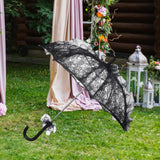 Maxbell Lace Parasol Umbrella Versatile Wedding Bridal Lace Umbrella for Dance Props Black
