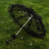 Maxbell Lace Parasol Umbrella Versatile Wedding Bridal Lace Umbrella for Dance Props Black