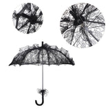 Maxbell Lace Parasol Umbrella Versatile Wedding Bridal Lace Umbrella for Dance Props Black