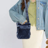 Maxbell Denim Phone Purse Comfortable Zipper Handbag for Women Men Camping Traveling