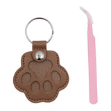 Maxbell Pet Hair Memorial Keychain Wallet PU Leather Hair Collector Portable Pendant Dark Brown