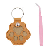 Maxbell Pet Hair Memorial Keychain Wallet PU Leather Hair Collector Portable Pendant Light Brown