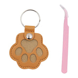 Maxbell Pet Hair Memorial Keychain Wallet PU Leather Hair Collector Portable Pendant Light Brown