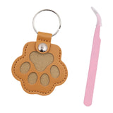 Maxbell Pet Hair Memorial Keychain Wallet PU Leather Hair Collector Portable Pendant Light Brown