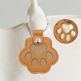 Maxbell Pet Hair Memorial Keychain Wallet PU Leather Hair Collector Portable Pendant Light Brown