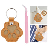 Maxbell Pet Hair Memorial Keychain Wallet PU Leather Hair Collector Portable Pendant Light Brown