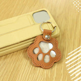 Maxbell Pet Hair Memorial Keychain Wallet PU Leather Hair Collector Portable Pendant Light Brown