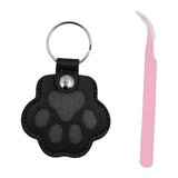Maxbell Pet Hair Memorial Keychain Wallet PU Leather Hair Collector Portable Pendant Black