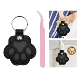 Maxbell Pet Hair Memorial Keychain Wallet PU Leather Hair Collector Portable Pendant Black
