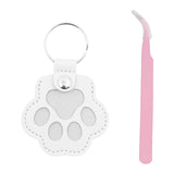 Maxbell Pet Hair Memorial Keychain Wallet PU Leather Hair Collector Portable Pendant White