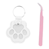 Maxbell Pet Hair Memorial Keychain Wallet PU Leather Hair Collector Portable Pendant White