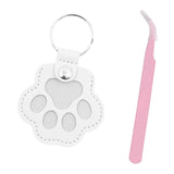 Maxbell Pet Hair Memorial Keychain Wallet PU Leather Hair Collector Portable Pendant White