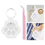 Maxbell Pet Hair Memorial Keychain Wallet PU Leather Hair Collector Portable Pendant White