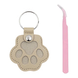 Maxbell Pet Hair Memorial Keychain Wallet PU Leather Hair Collector Portable Pendant Gray