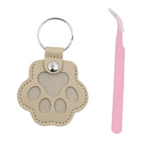 Maxbell Pet Hair Memorial Keychain Wallet PU Leather Hair Collector Portable Pendant Gray